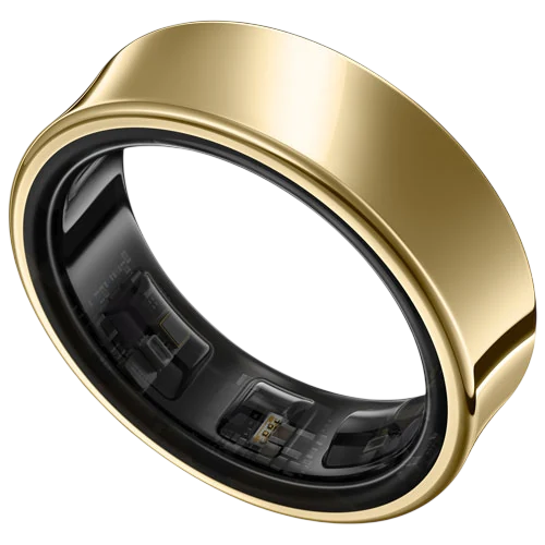Samsung Galaxy Ring in Titanium Gold showing its concave outer profile
